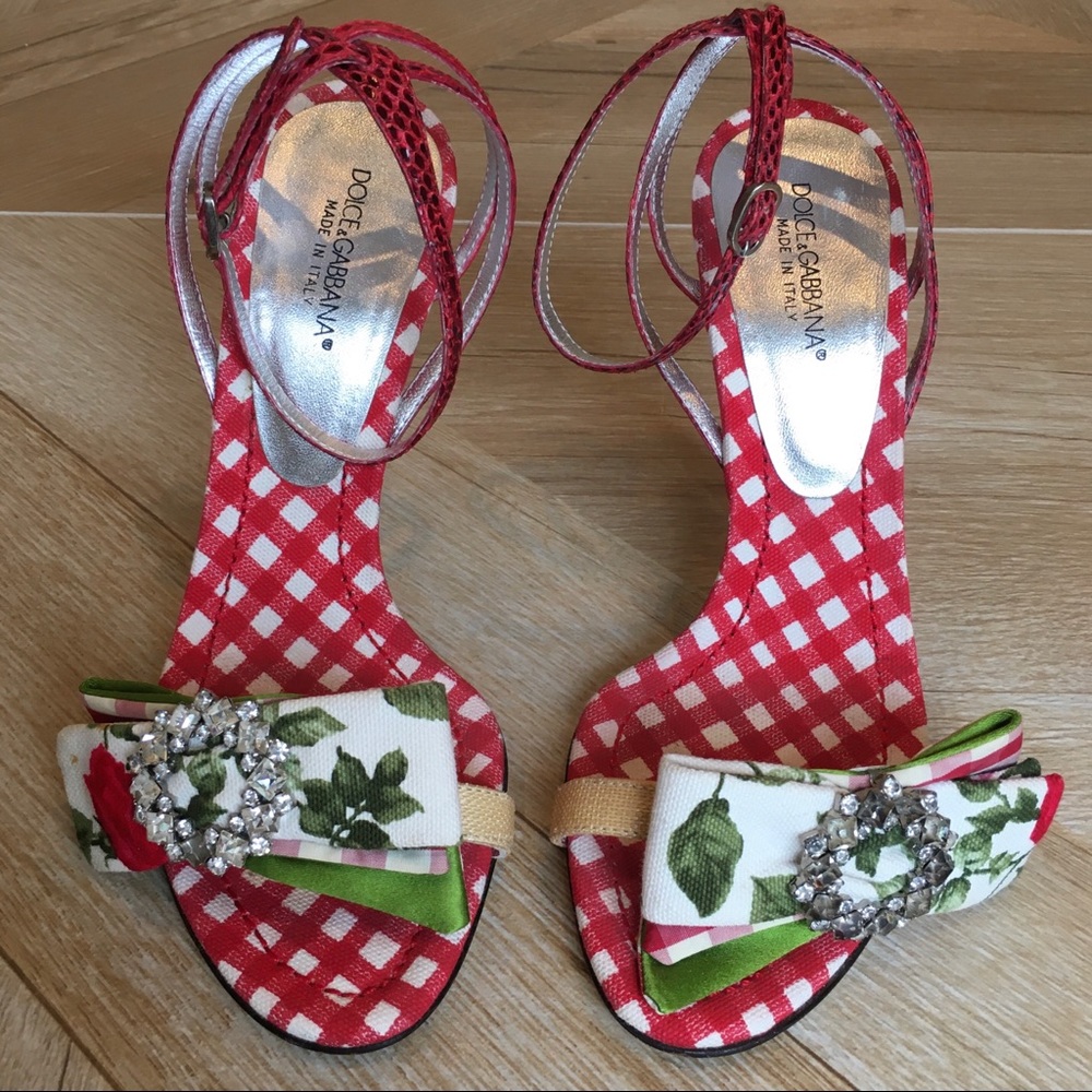 Dolce & Gabbana floral & crystal heeled sandals